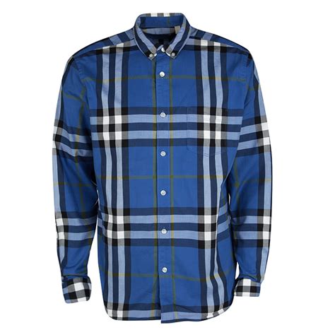 burberry blue shirt long|burberry check shirt blue.